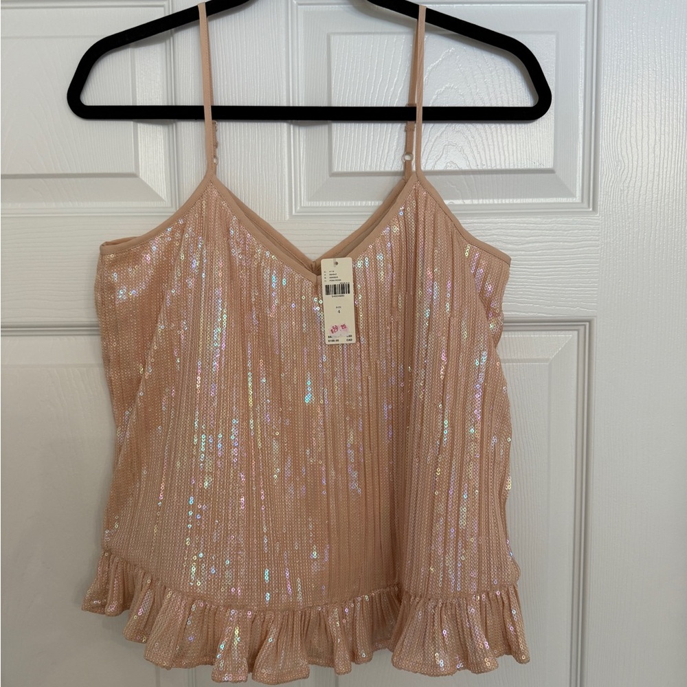 Anthropologie Blush Sequin Tank Top